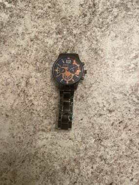 DEYROS Men's Fashion Quartz Watch Black Stainless Steel Band Rose Gold Accents